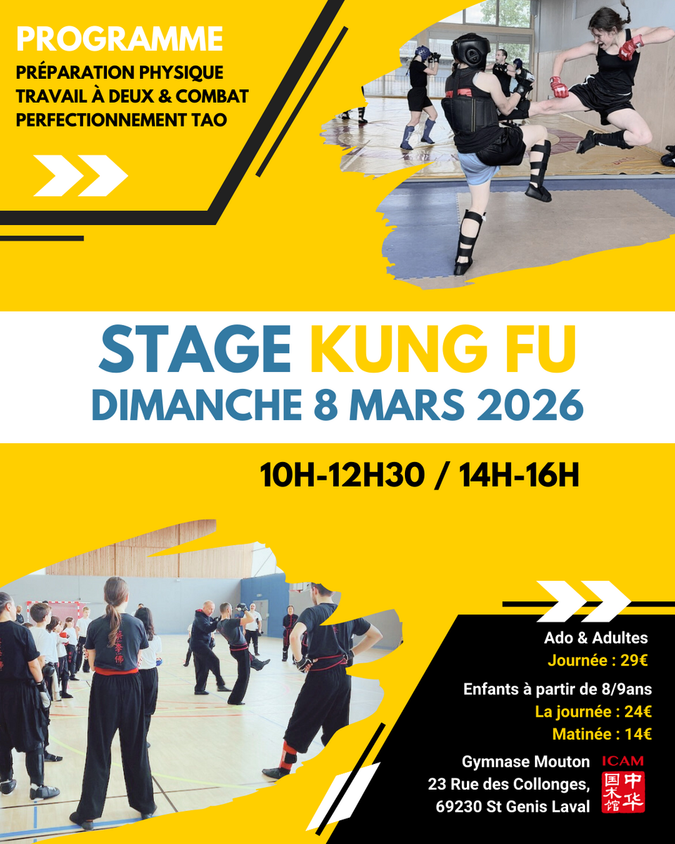 Stage journée KUNG FU : Dimanche 8 mars